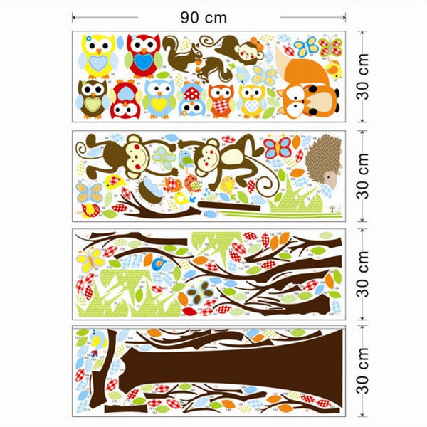  Forest Animal Monkey Owls Tree Wall Sticker